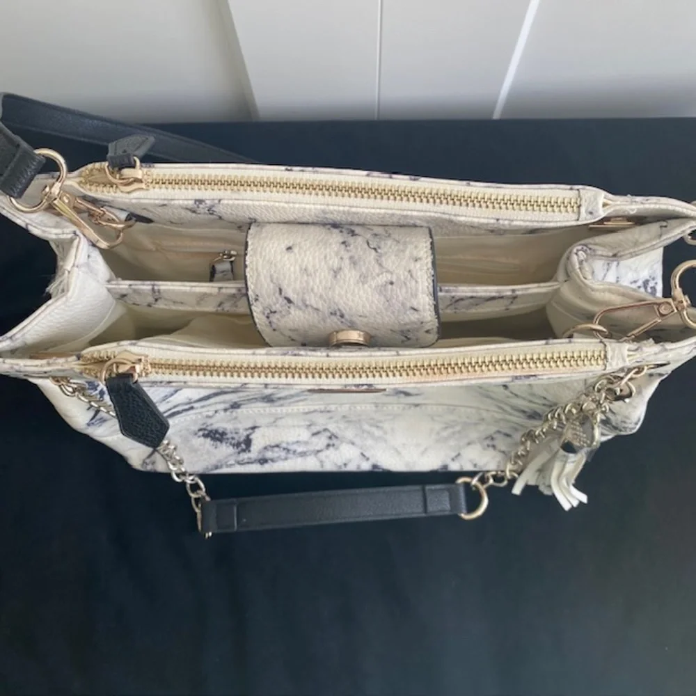 GUESS White Faux-Leather Marble Shoulder Bag - Picture 5 of 10